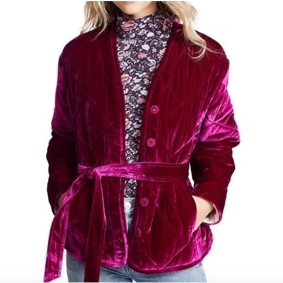 Rebecca Taylor Women Velvet Quilted Coat Jacket Sz M Luxe Regal Holiday NWT Belt - Picture 1 of 14